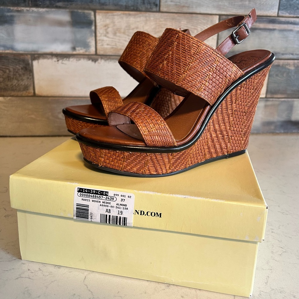 New Lucky Brand Maris Woven Wedge Platform Heeled Sandals - Picture 2 of 15